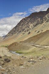 Fototapeta na wymiar View of beautiful valley in Darcha-Padum road, Ladakh, INDIA.