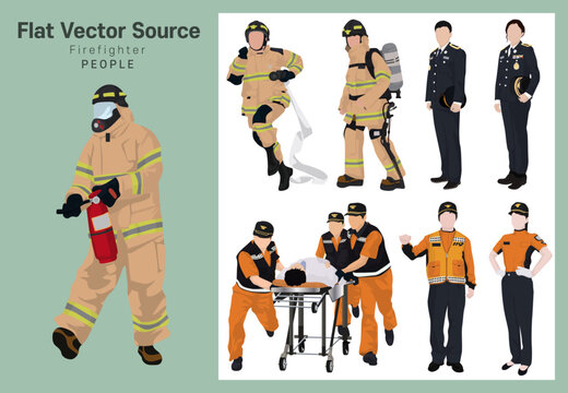 Images related to firefighting training for firefighters and training to respond to disaster situations and rescue activities