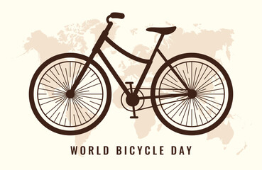 Fototapeta premium 3rd June World Bicycle Day. Vector Bike silhouette illustration for poster, banner, greeting cards, background, and wallpaper