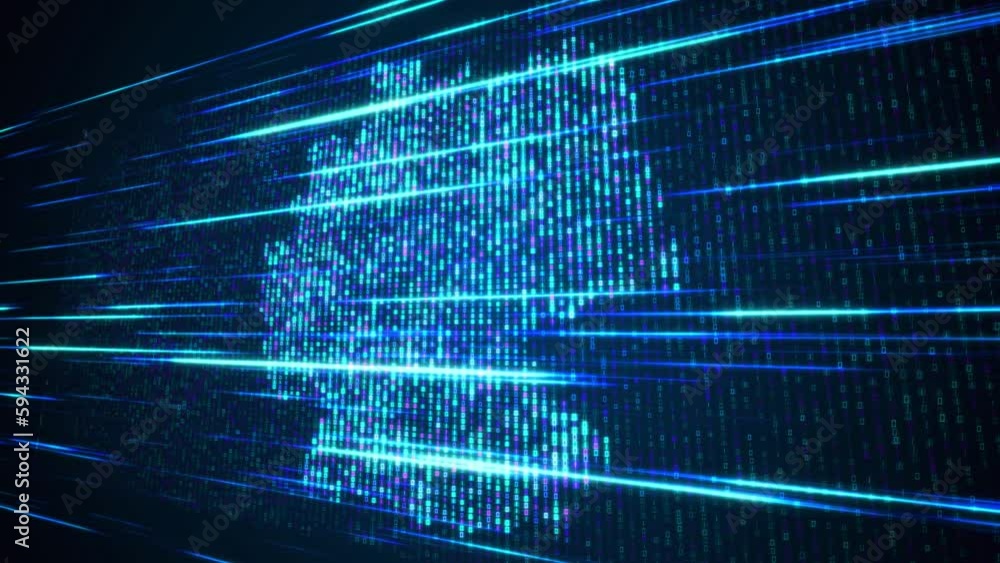 Poster abstract futuristic blue shinny binary digital number mosaic grid map of germany perspective motion 
