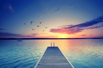 Obraz premium friedvoller Abend am See