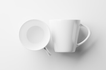 Ceramic Mug Cup For Coffee Tea White Blank 3D Rendering Mockup