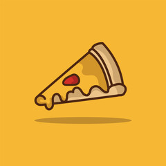 pizza melting vector illustration with simple design. comic style, can be used for posters, icons etc