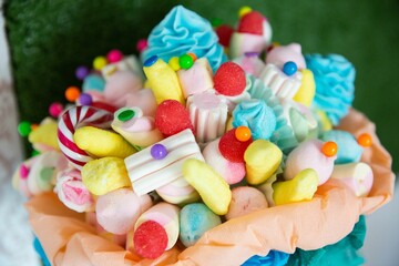 Fototapeta na wymiar Closeup shot of colorful candies in the bunch.