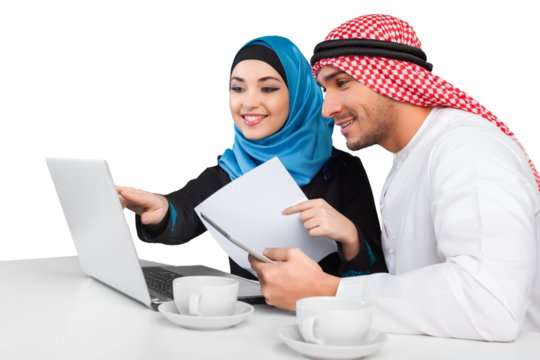 Arabic business couple working in office