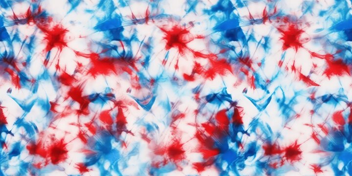 red and blue fabric. Abstract patriotic red white and blue blur tie dye background Blur fabric Tie-dye.