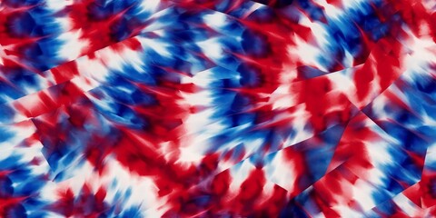 red and blue fabric. Abstract patriotic red white and blue blur tie dye background Blur fabric Tie-dye. - obrazy, fototapety, plakaty