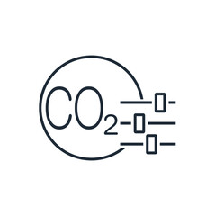  CO2 emission settings. Carbon dioxide emissions control.Vector linear icon isolated on white background.