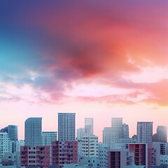 Fototapeta premium Urban Real Estate Concept - City on Twilight Color Sky