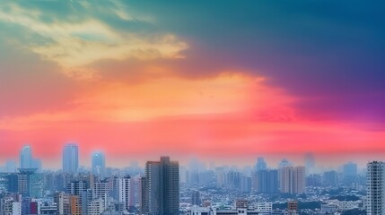 Obraz premium Urban Real Estate Concept - City on Twilight Color Sky