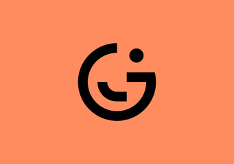 clean design letter G with smile icon