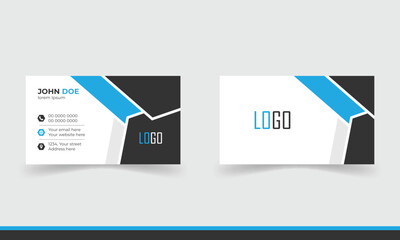 Professional unique, creative and modern Clean business card template, visiting card template with blue and black color combination. 