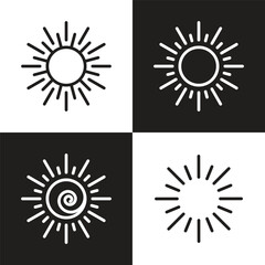 sun logo outline design simple decoration element symbol icon set