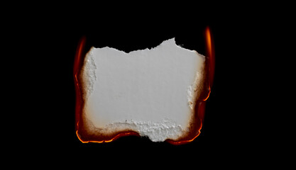 burning paper, glowing edge of paper on a black background