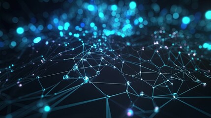 Obraz premium Abstract digital background with connecting dots and lines. Network connection structure. 3d rendering.GenerativeAi