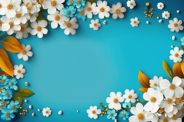 A Floral Border and Frame Collection on Light Blue Background