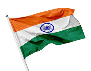 India waving fly flag isolated