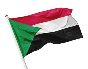 Fototapeta na wymiar Sudan waving fly flag isolated