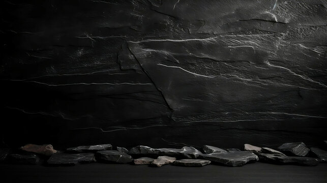Black slate stone texture background element new quality universal  technology stock image illustration design generative ai