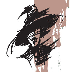 Female portrait. Line drawing of a woman's face. Fashion girl. Beautiful Hair. Graphic illustration. Fantasy Art