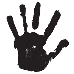 Palm print. Silhouette of a hand. Handprint with ink. Fingerprint of a human hand