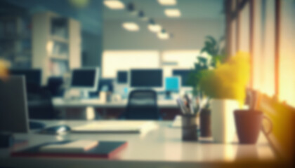 Fototapeta premium Office space in the evening, backdrop, created with generative AI