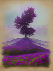 Lavender fields landscape.AI generated illustration