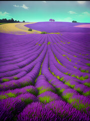 Obraz na płótnie Canvas Lavender fields landscape.AI generated illustration