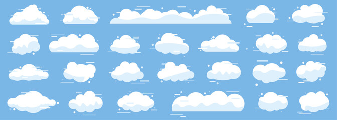 Obraz premium Set of cartoon cloud in a flat design. White cloud collection