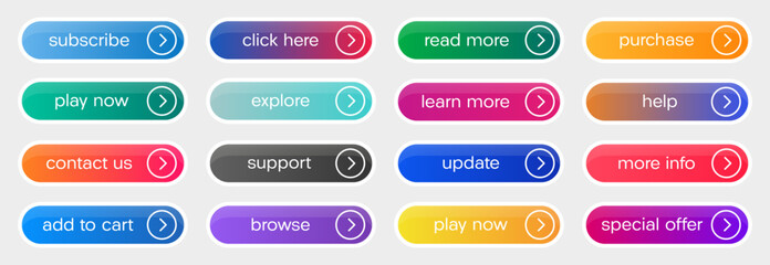 Set of web app buttons. App internet buttons