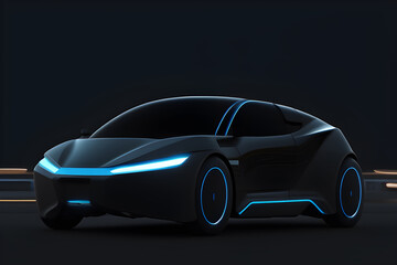 Plakat Cool futuristic sport car on a highway generated ai
