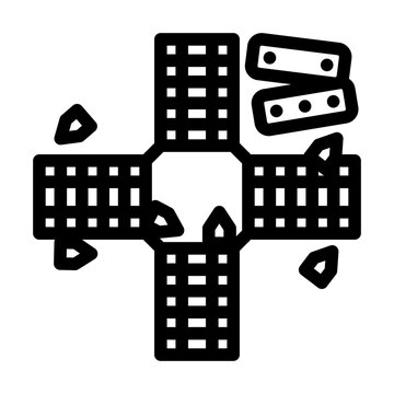 pachisi board and pieces line icon vector illustration