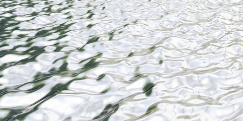 Water surface above water surface ripples reflected sunlight 3D illustration