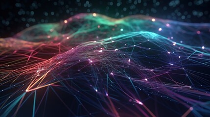 Abstract digital background with connecting dots and lines. Network connection structure. 3d rendering.GenerativeAi