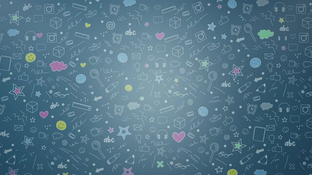 Educational background stock footage.Back to school. Colourful board with education elements drawing.