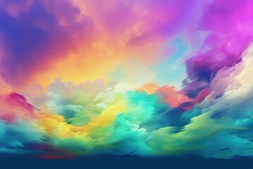  a painting of a colorful sky with clouds and a blue sky with a few white clouds and a few yellow clouds and a blue sky with a few white clouds.  generative ai