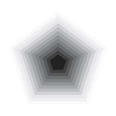 Pentagonal monochrome abstract graphic background. Design element from concentric frames. Vector illustration