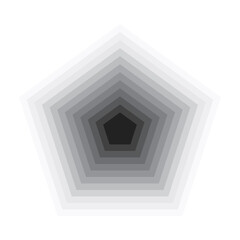 Pentagonal monochrome abstract graphic background. Design element from concentric frames. Vector illustration