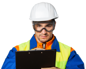Young male construction Worker with hard hat