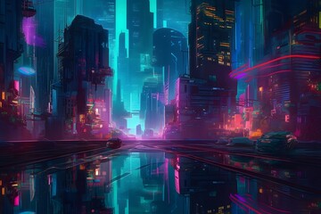 A mesmerizing image of a neon dreamscape (Generative AI)