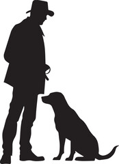 Man and dog silhouette Vector illustration, SVG