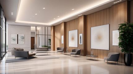 modern corporate office lobby