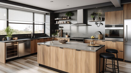 Fototapeta na wymiar modern kitchen interior with kitchen furniture