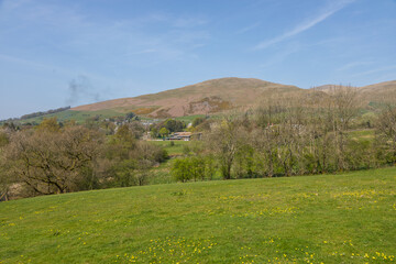 View of the gardens in the Sedbergh village. Yorkshire Dales, England, UK.