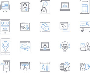 Beauty and aesthetics line icons collection. Radiant, Glamorous, Exquisite, Splendid, Stunning, Elegant, Graceful vector and linear illustration. Marvelous,Divine,Alluring outline signs set