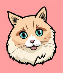 Cartoon cat character. Kitten vector breed.