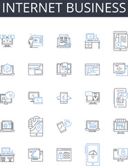 Internet business line icons collection. Online business, E-commerce, Web-based business, Digital enterprise, Cybercommerce, Virtual business, Web commerce vector and linear illustration. Electronic