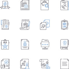 collection line icons collection. Assortment, Agglomeration, Array, Assemblage, Batch, Series, Range vector and linear illustration. Group,Stack,Bundle outline signs set