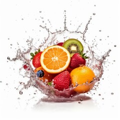 Fototapeta na wymiar image of juicy fruit splashes in water generative AI