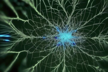 Neuron nerve cells 3D as tree branches. Neural network of human brain branch for neuroscience, generative ai